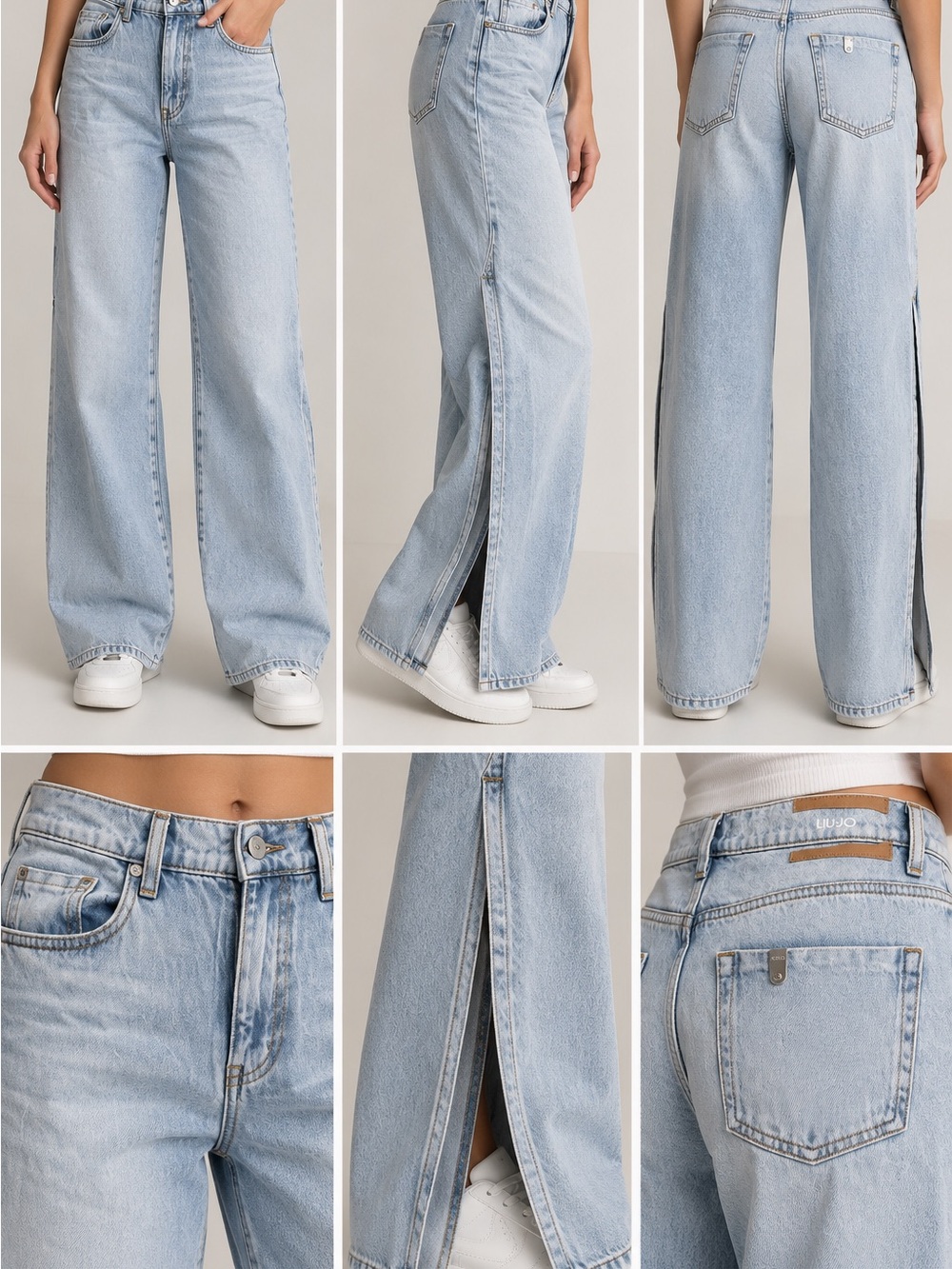 Liu Jo Light Blue Wide-Leg Split Hem Jeans